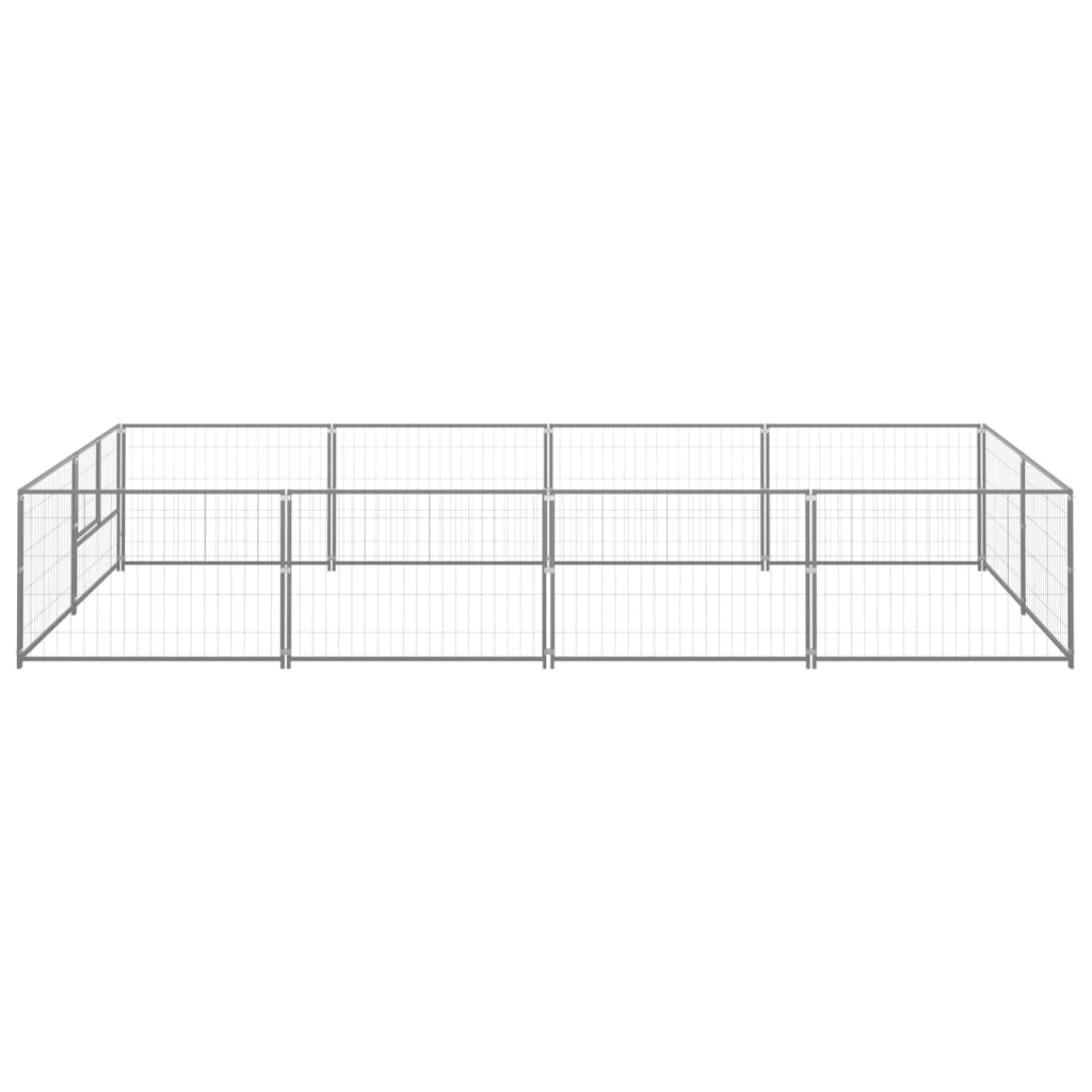 Vidaxl chien Kennel 8 m² en acier argent coloré