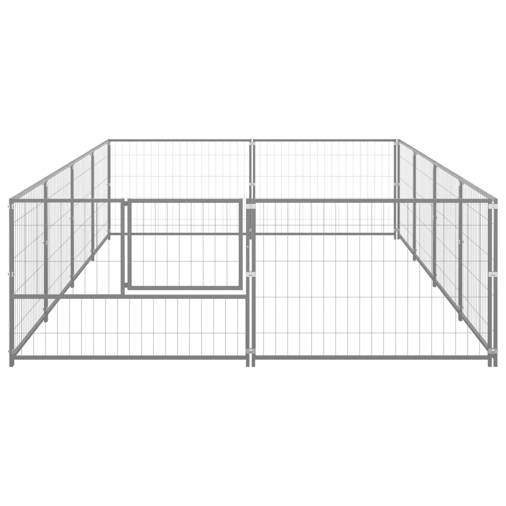 Vidaxl chien Kennel 8 m² en acier argent coloré