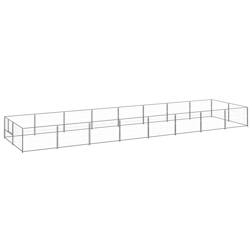 Vidaxl chien kennel 16 m² en acier argenté colored