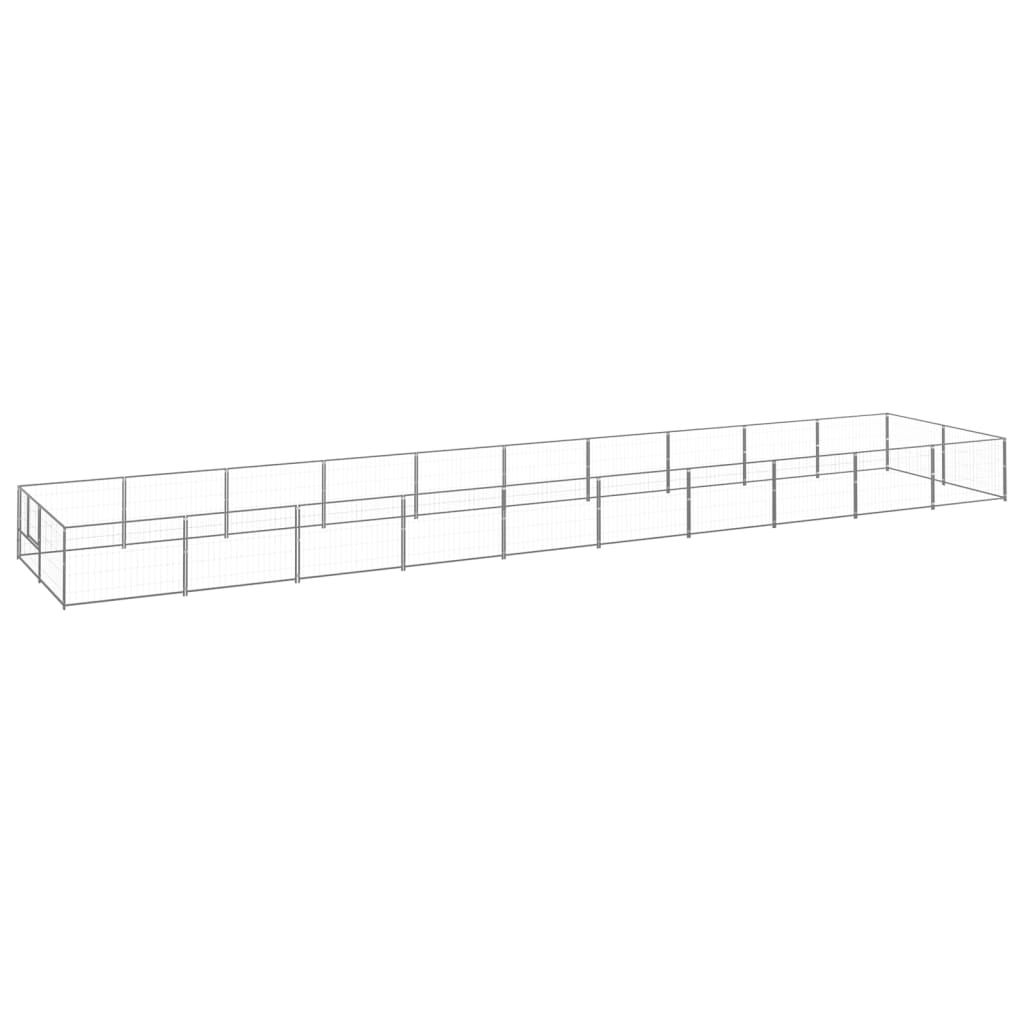 Vidaxl chien Kennel 20 m² en acier argent coloré