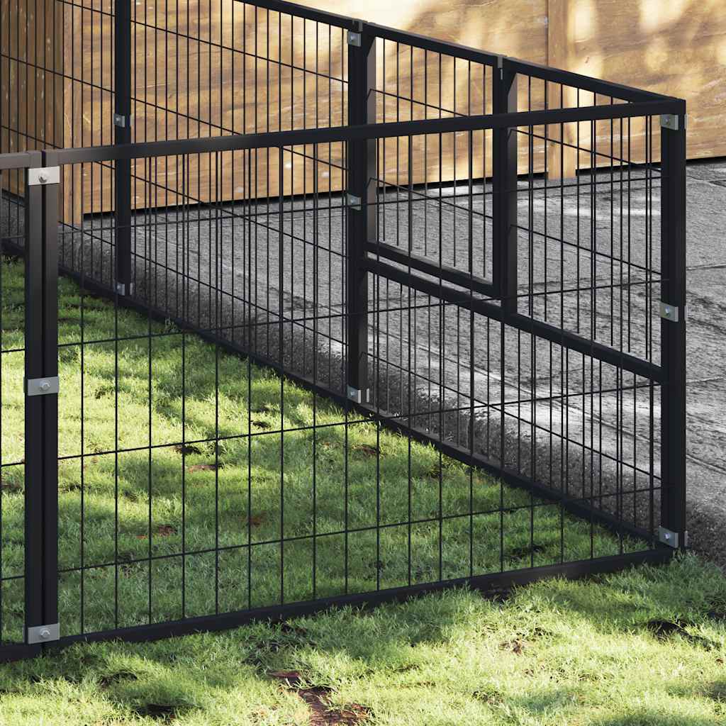 Vidaxl chien Kennel 9 m² en acier noir