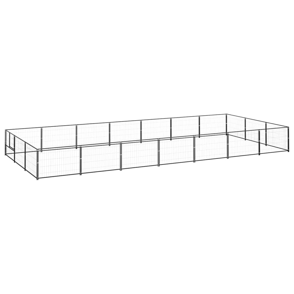 Vidaxl chien Kennel 21 m² en acier noir