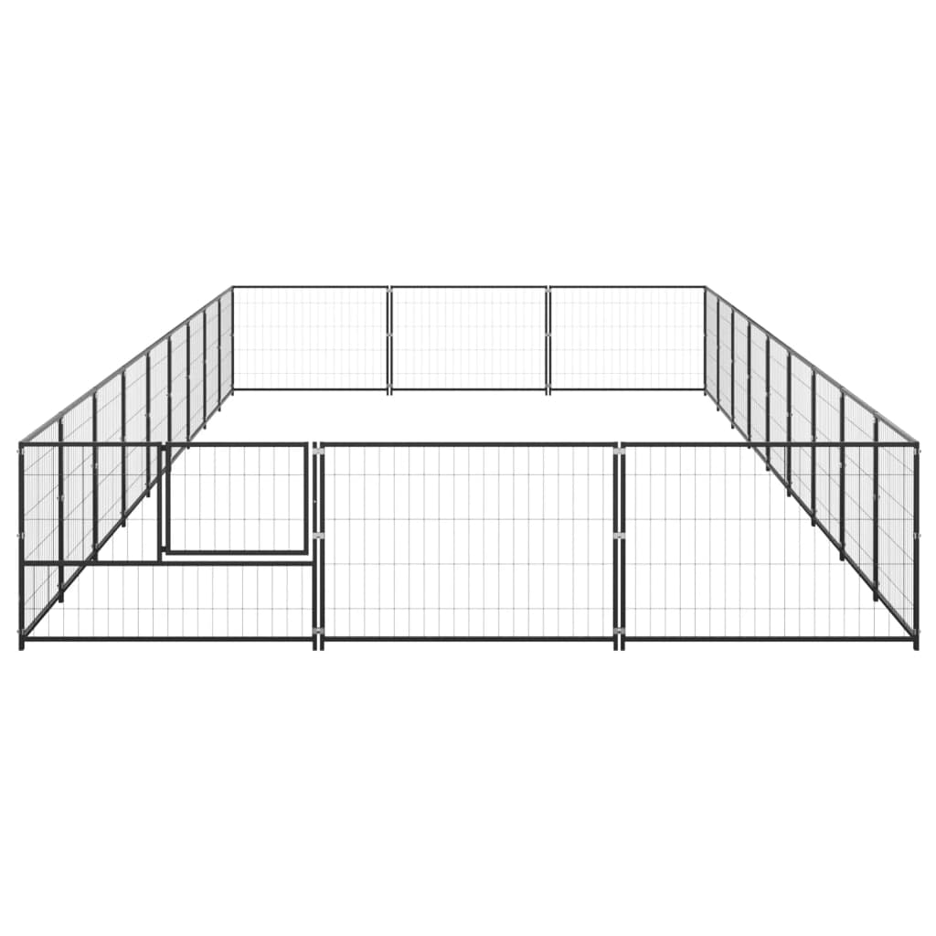 Vidaxl chien Kennel 27 m² en acier noir
