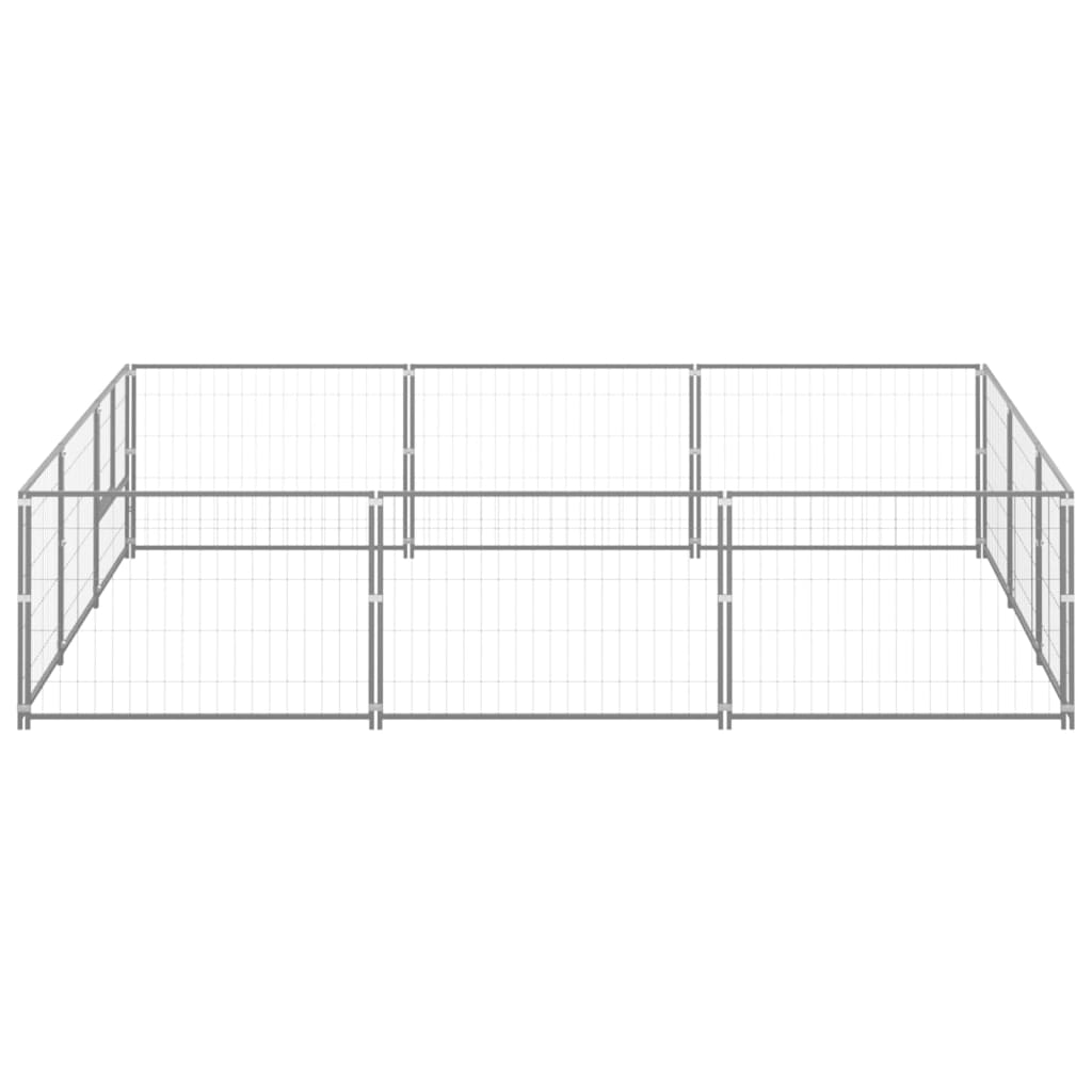 Vidaxl chien Kennel 9 m² en acier argenté colored