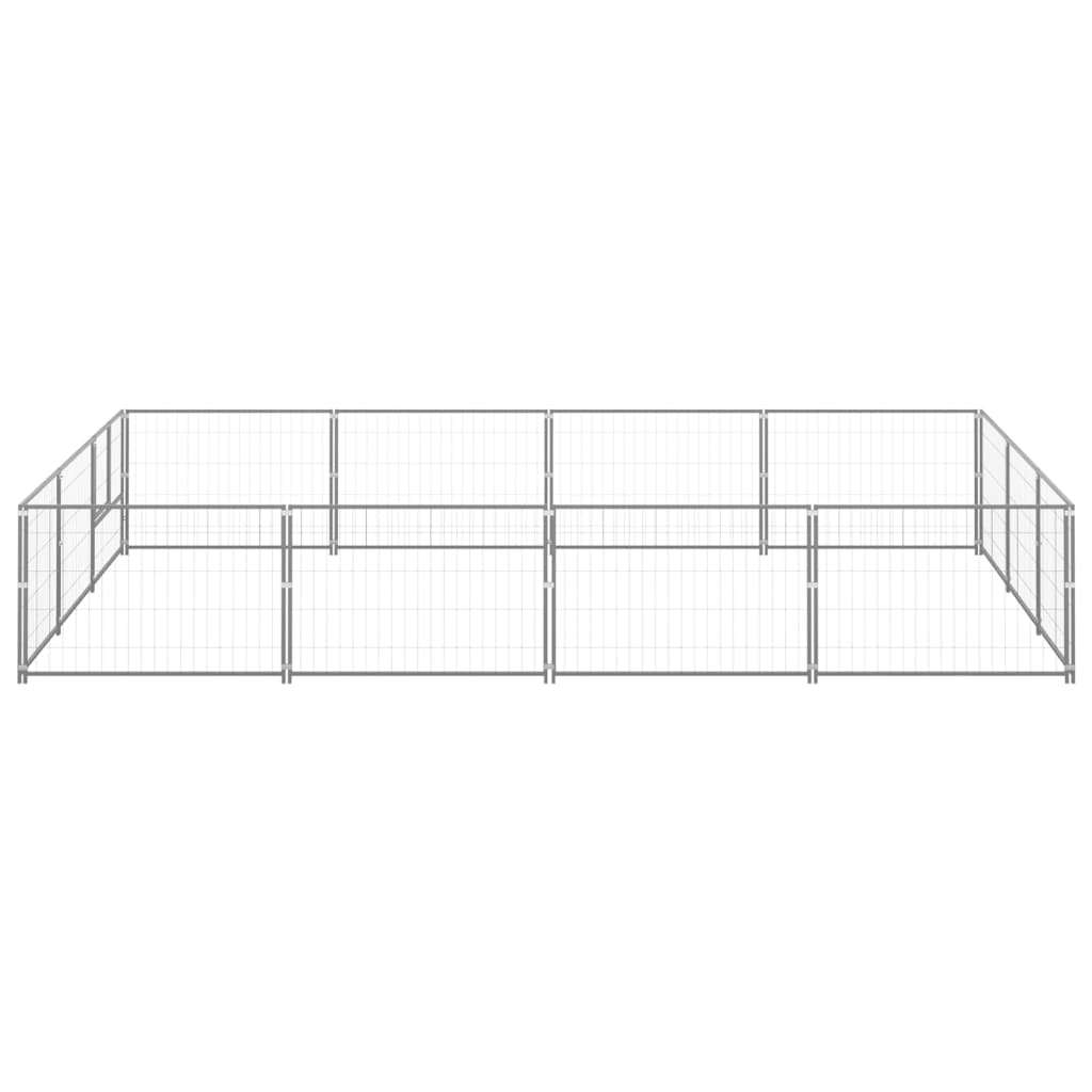 Vidaxl chien Kennel 12 m² en acier argent coloré
