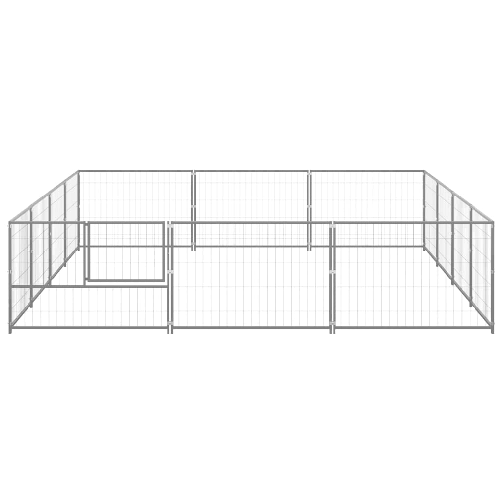 Vidaxl chien Kennel 12 m² en acier argent coloré