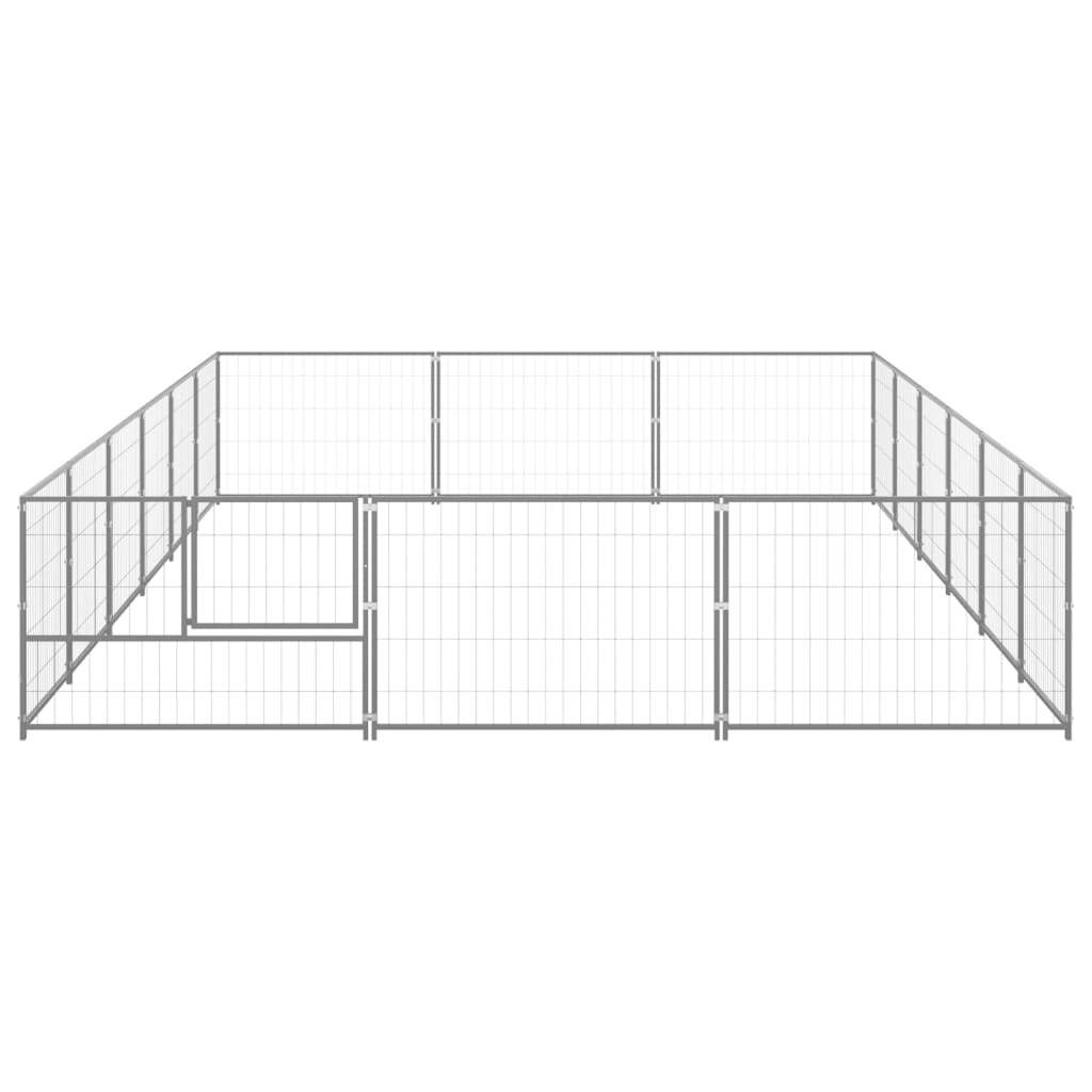 Vidaxl chien Kennel 18 m² en acier argent coloré