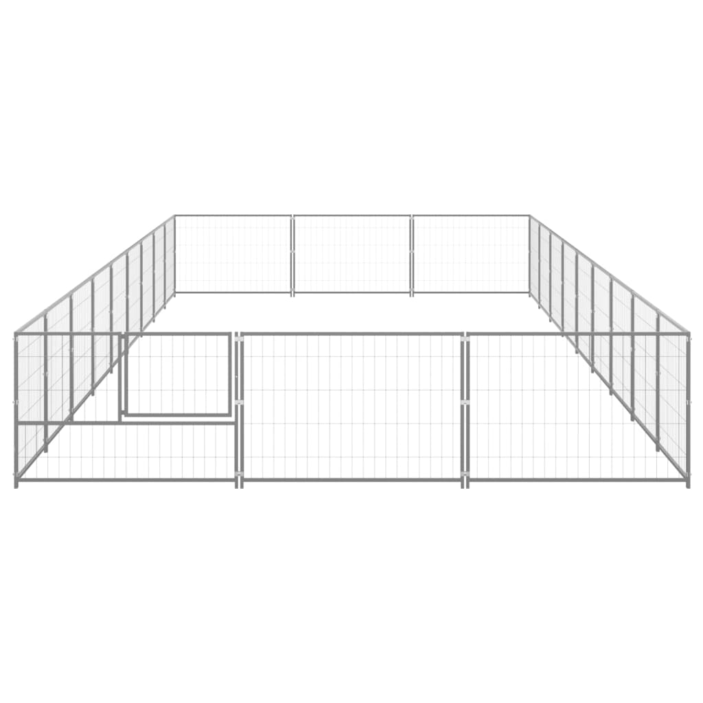 Vidaxl chien chenil 27 m² en acier argenté colored
