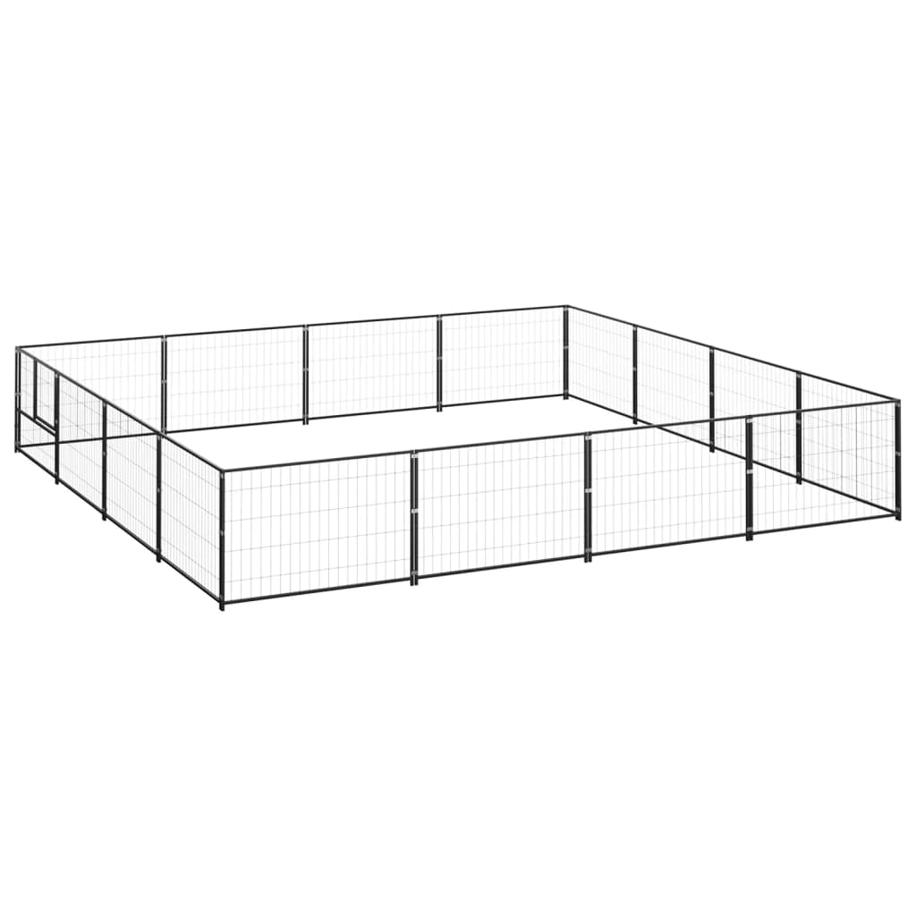 Vidaxl chien Kennel 16 m² en acier noir
