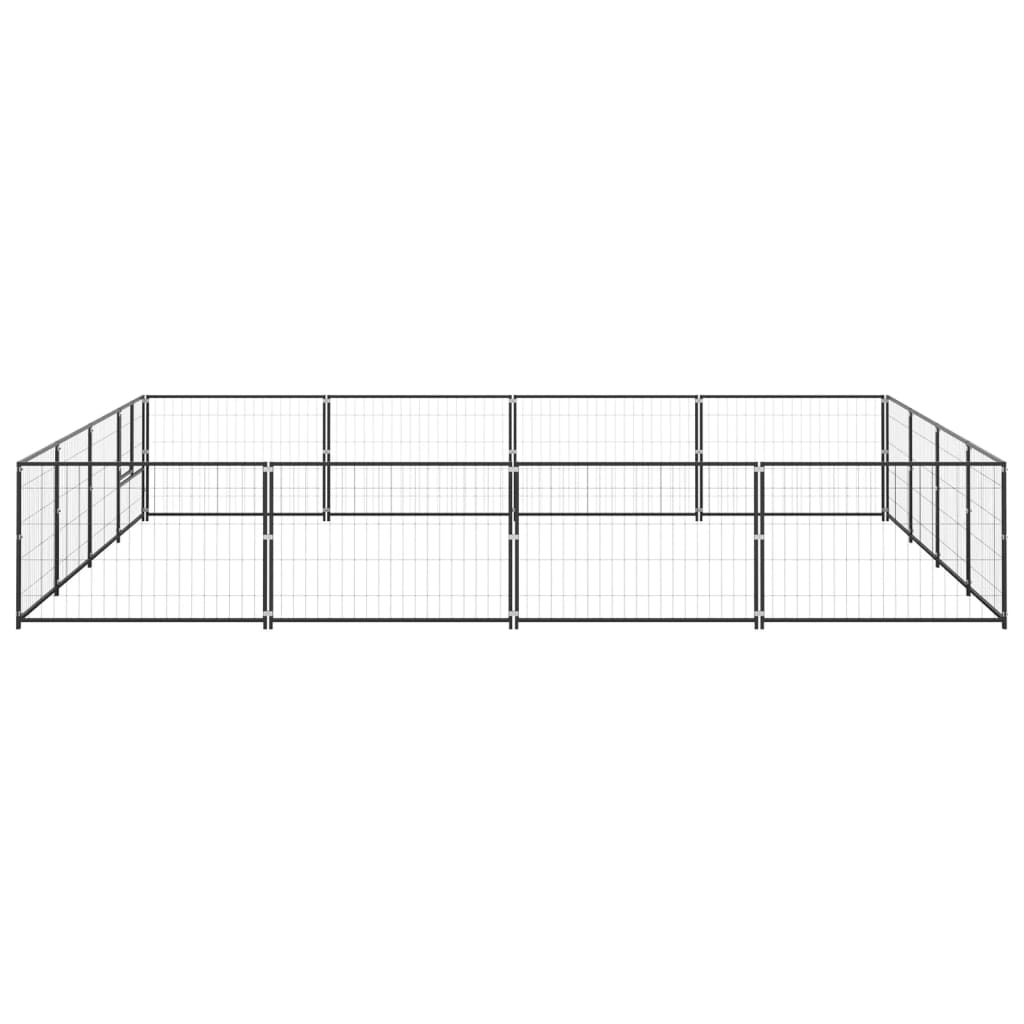 Vidaxl chien Kennel 16 m² en acier noir