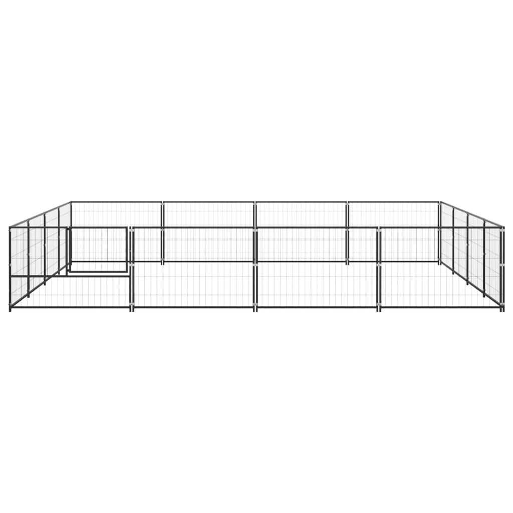Vidaxl chien Kennel 16 m² en acier noir