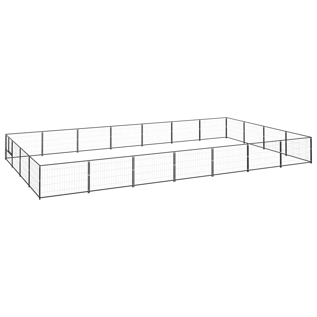 Vidaxl chien Kennel 28 m² en acier noir