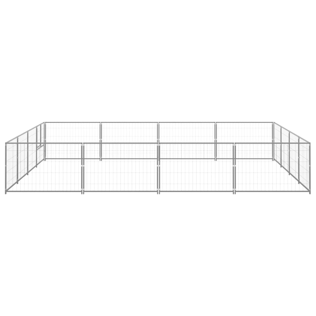 Vidaxl chien kennel 16 m² en acier argenté colored