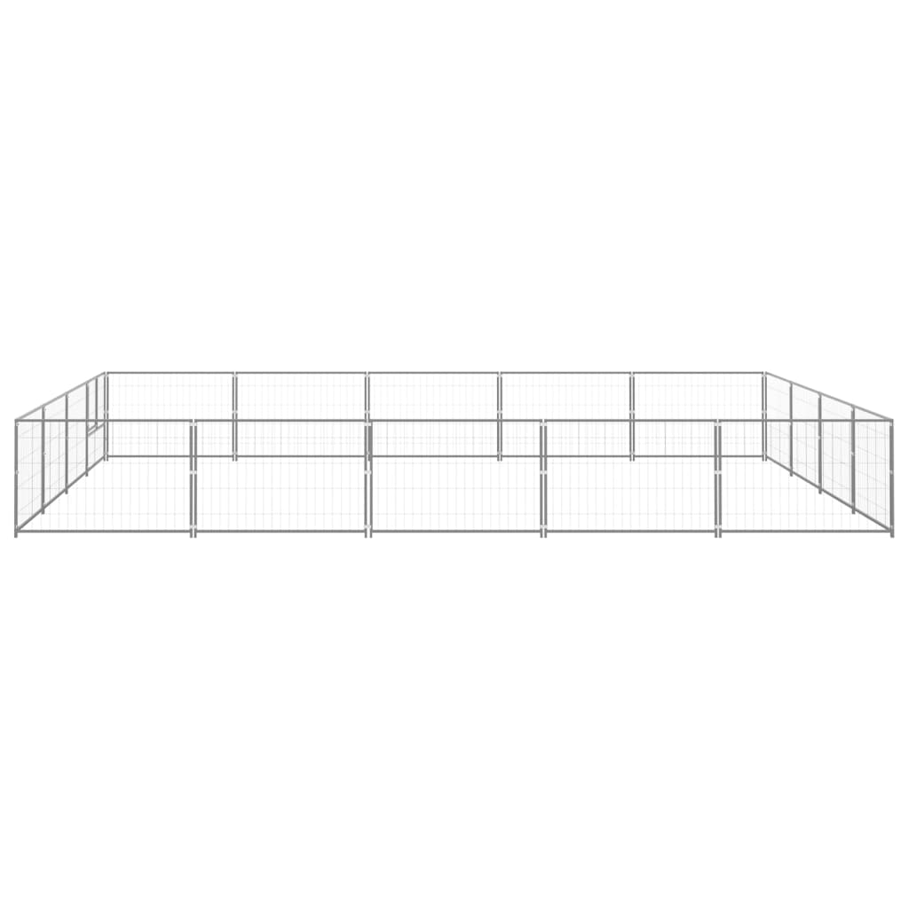 Vidaxl chien Kennel 20 m² en acier argent coloré