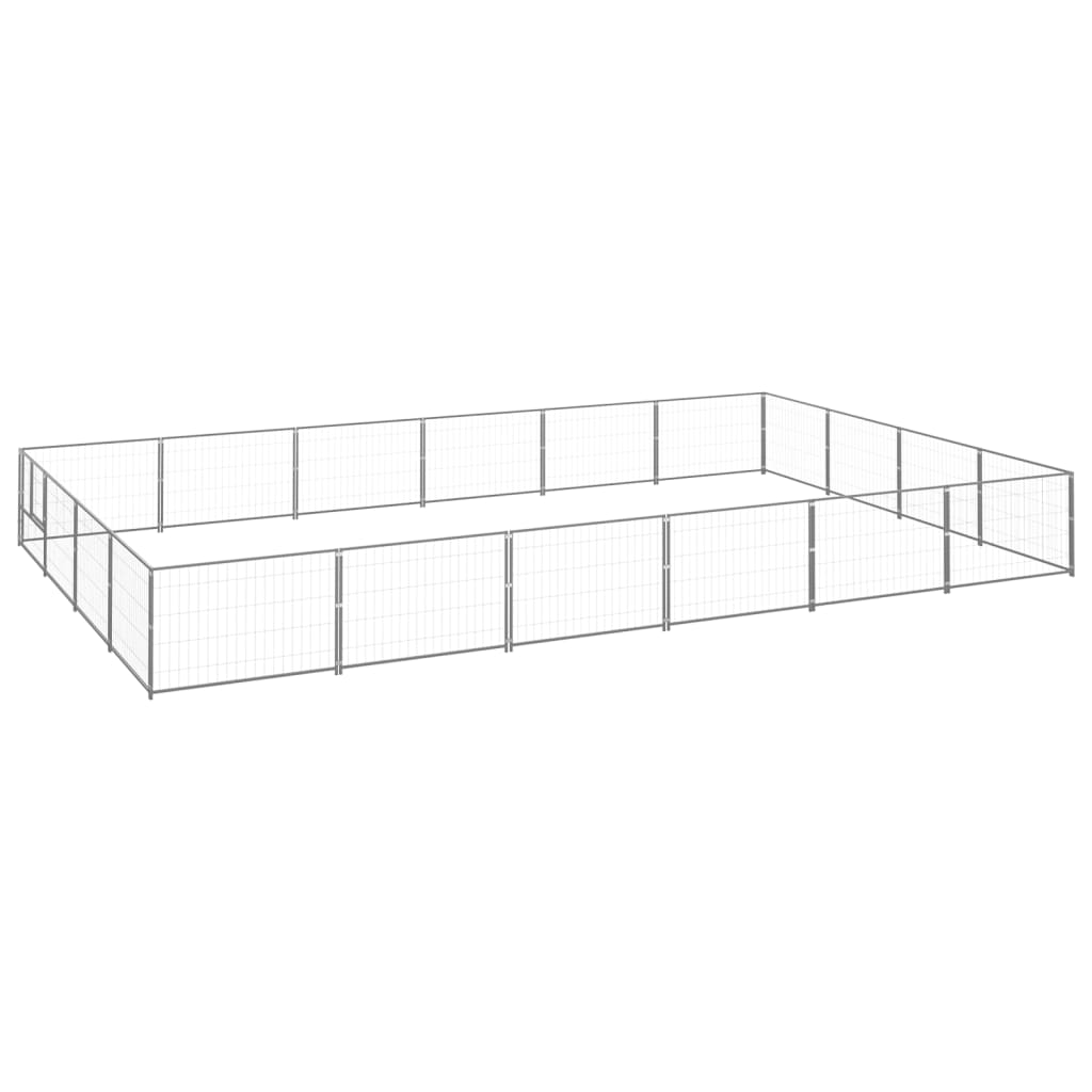 Vidaxl chien Kennel 24 m² en acier argenté colored