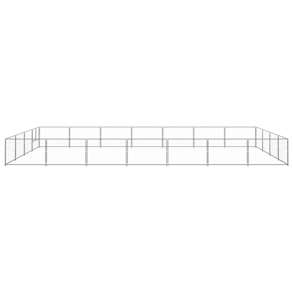 Vidaxl chien Kennel 28 m² en acier argent coloré