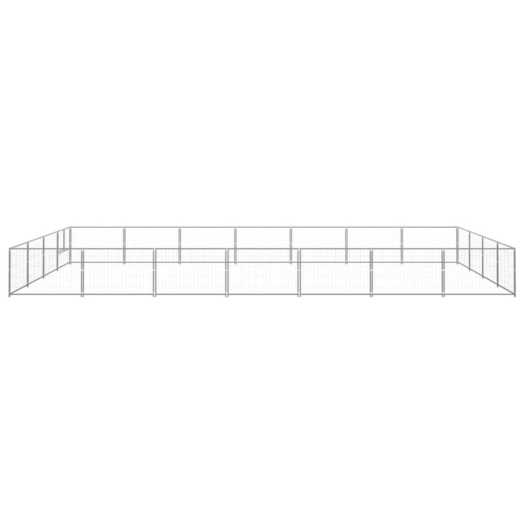 Vidaxl chien Kennel 28 m² en acier argent coloré
