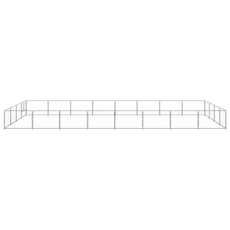 Vidaxl chien Kennel 32 m² en acier argenté couleur