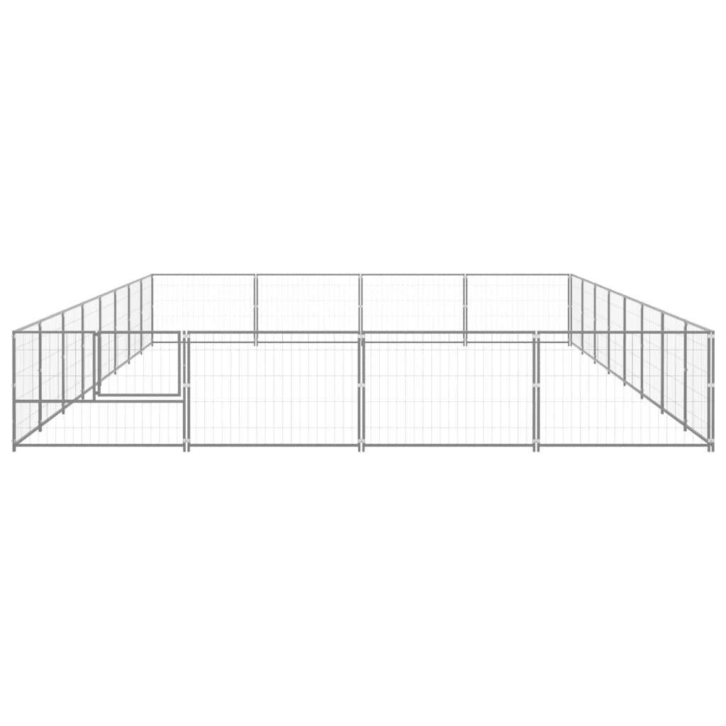 Vidaxl chien Kennel 32 m² en acier argenté couleur