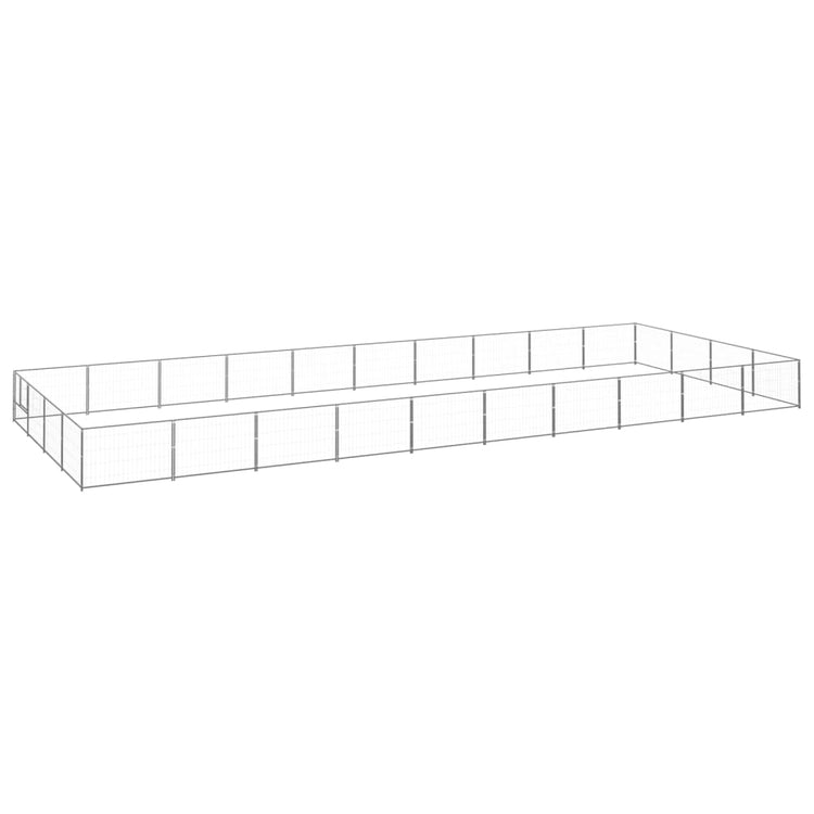 Vidaxl chien Kennel 40 m² en acier argent coloré