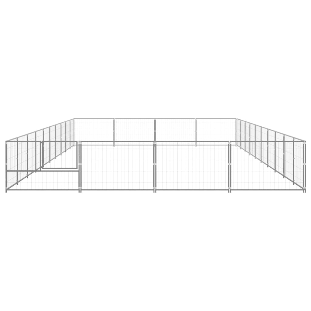 Vidaxl chien Kennel 40 m² en acier argent coloré