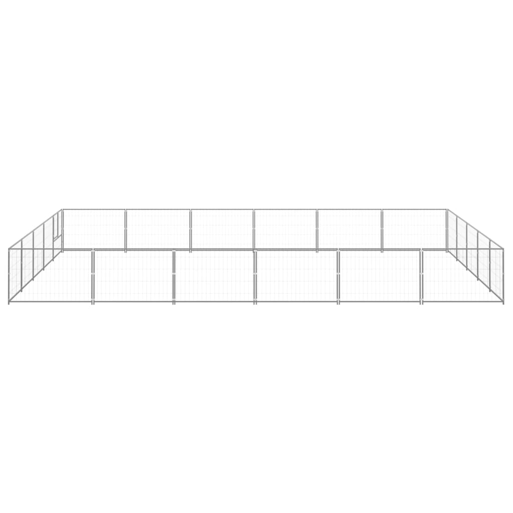 Vidaxl chien Kennel 30 m² en acier argent coloré