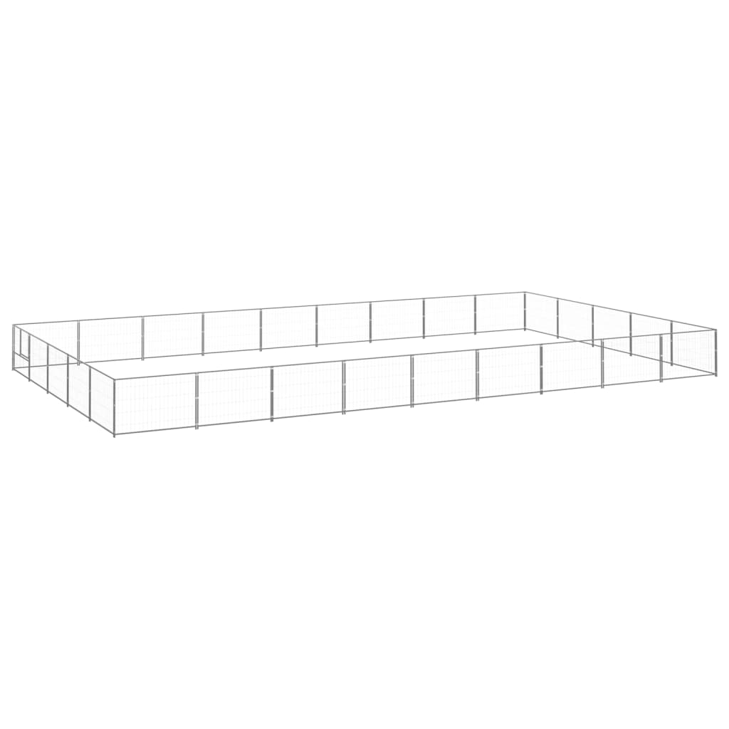 Vidaxl chien kennel 45 m² en acier argenté couleur