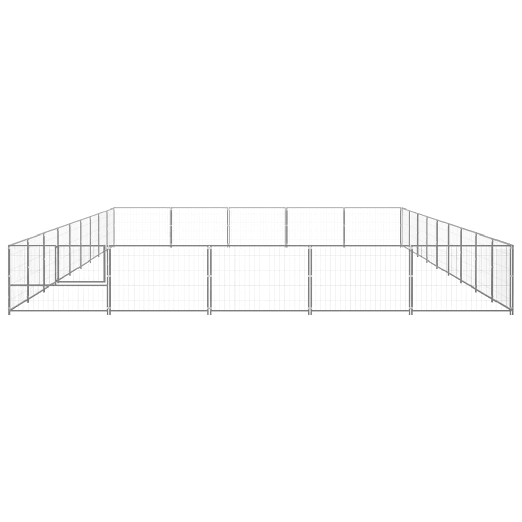 Vidaxl chien kennel 45 m² en acier argenté couleur