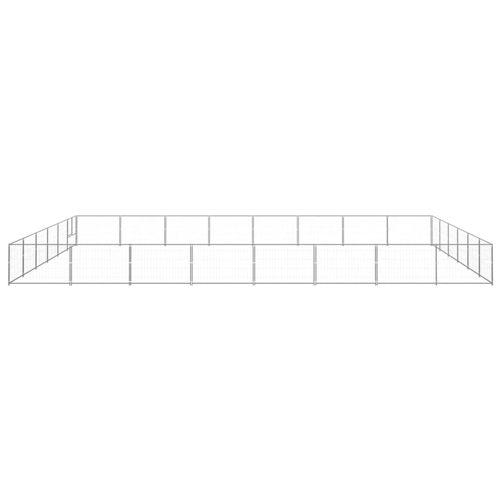Vidaxl chien Kennel 48 m² en acier argenté couleur