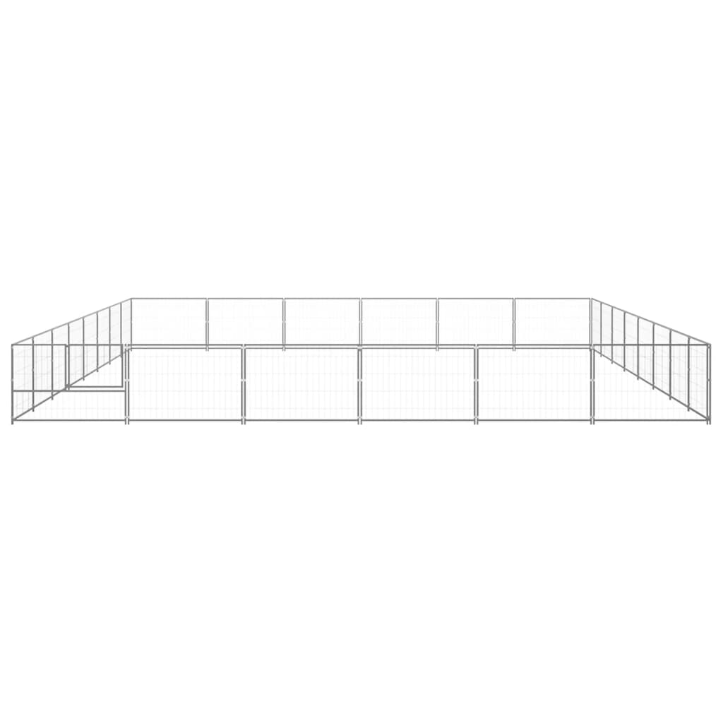 Vidaxl chien Kennel 48 m² en acier argenté couleur