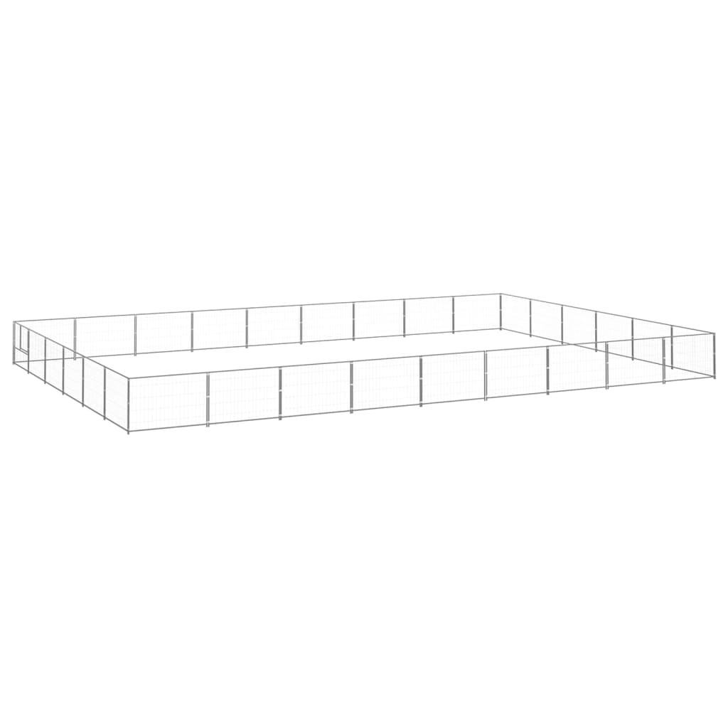 Vidaxl chien Kennel 54 m² en acier argenté couleur