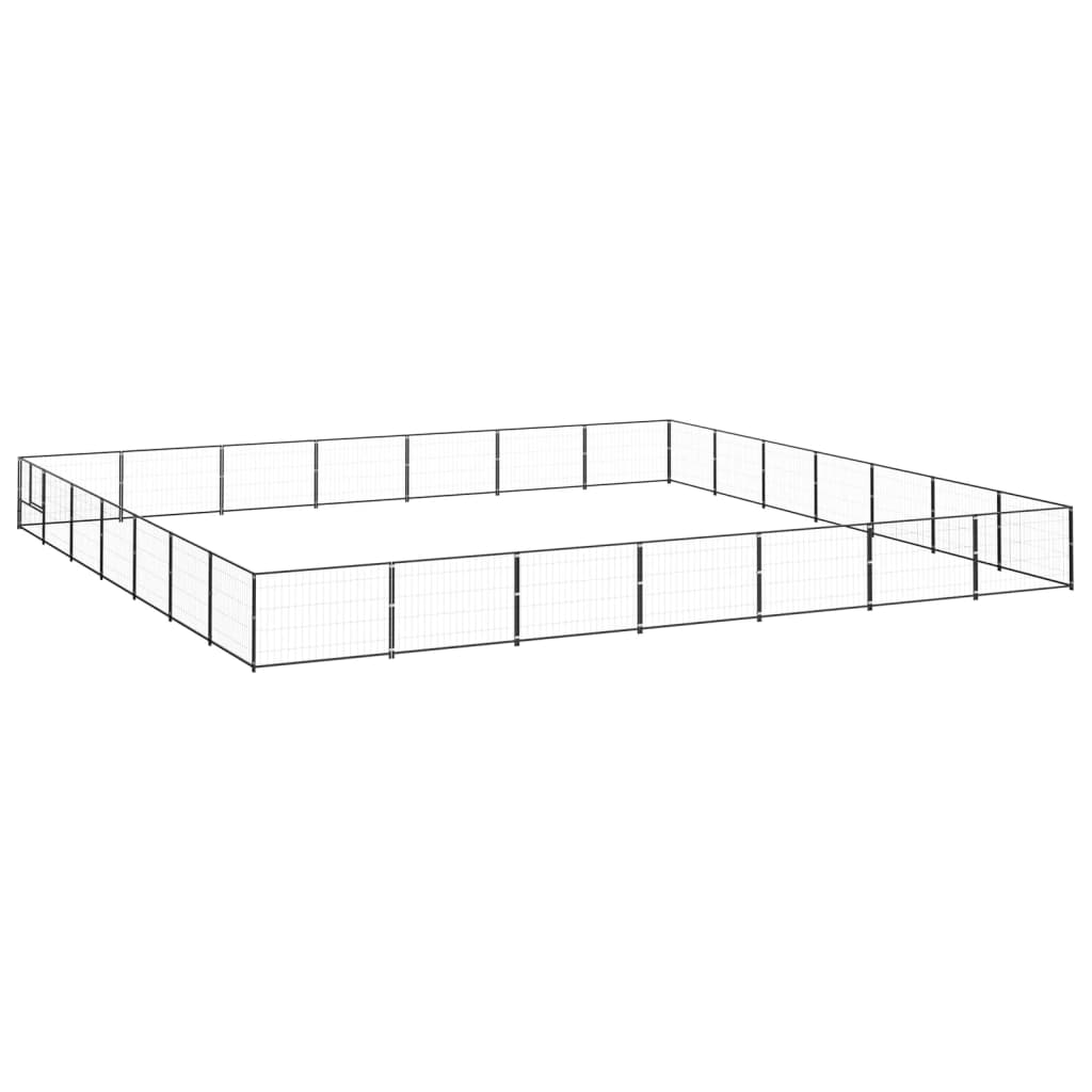 Vidaxl CHIEN KENNEL 49 m² en acier noir