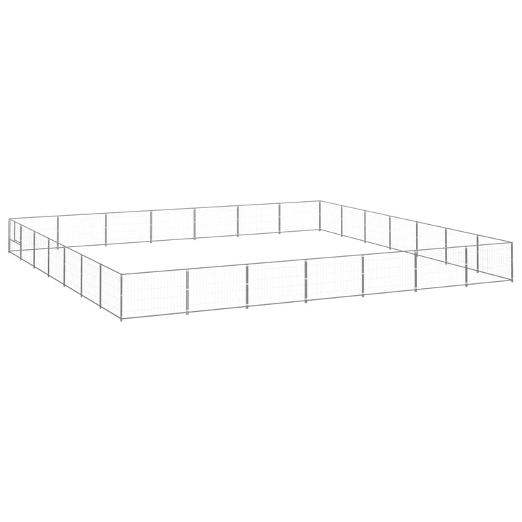 Vidaxl chien Kennel 49 m² en acier argenté couleur