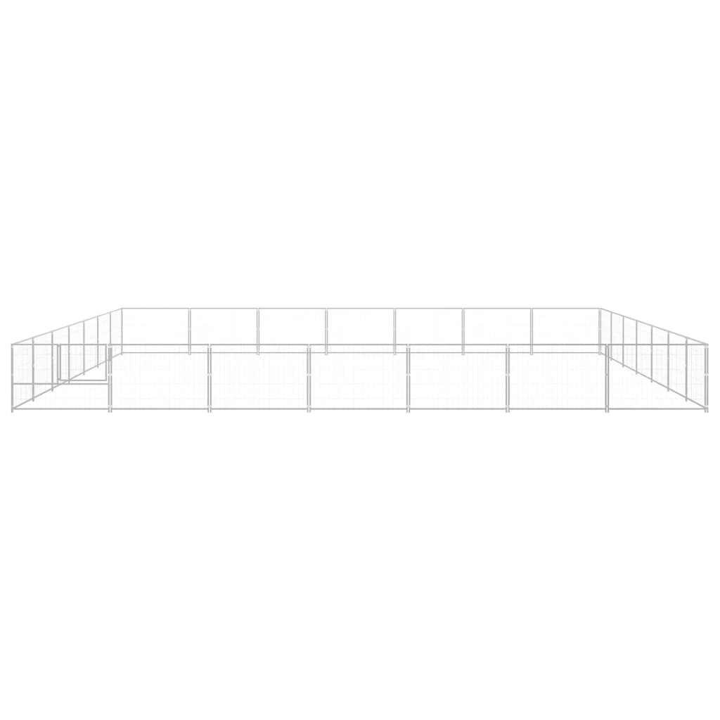 Vidaxl chien Kennel 49 m² en acier argenté couleur