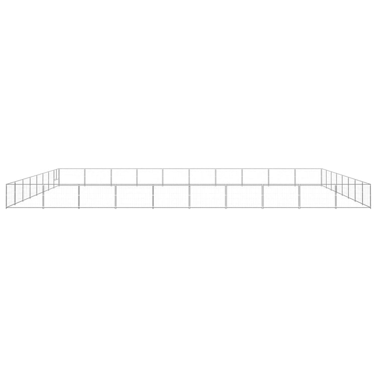 Vidaxl chien Kennel 80 m² en acier argent coloré