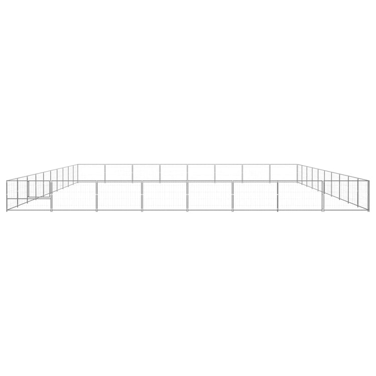 Vidaxl chien Kennel 80 m² en acier argent coloré
