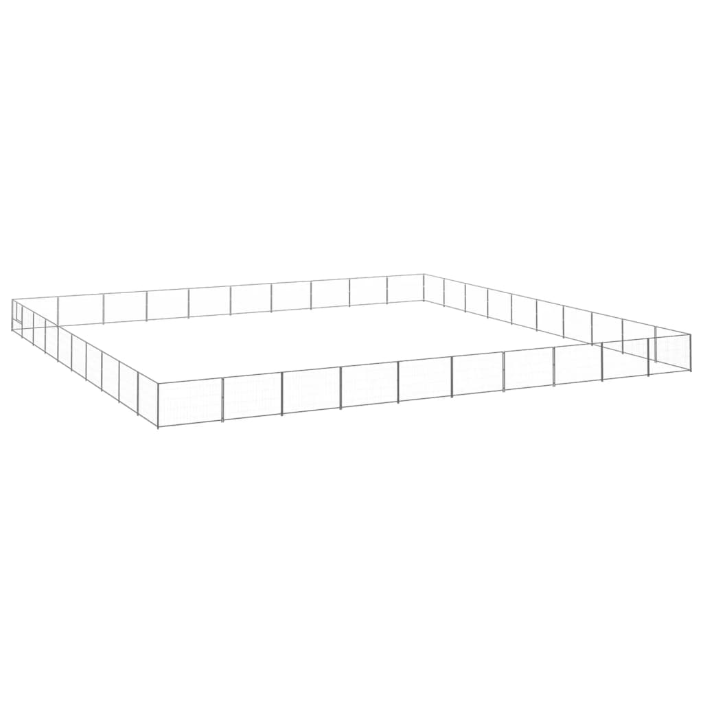 Vidaxl chien kennel 100 m² en acier argenté colored