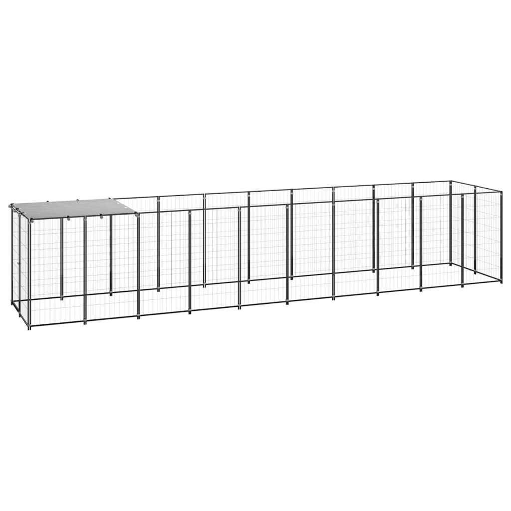 Vidaxl chien Kennel 6,05 m² en acier noir
