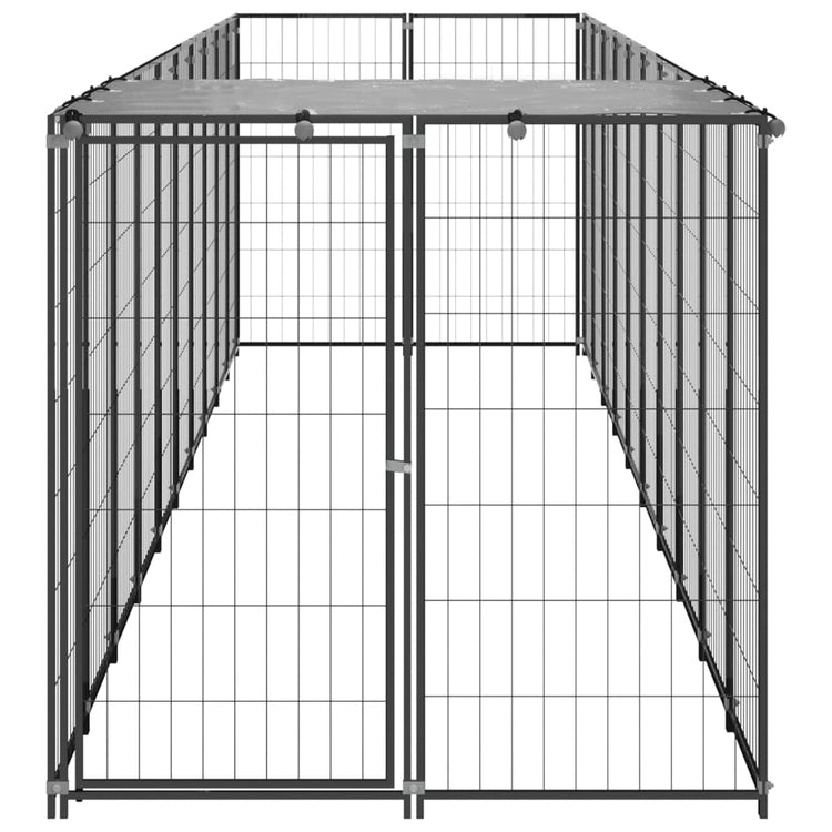 Vidaxl chien Kennel 6,05 m² en acier noir