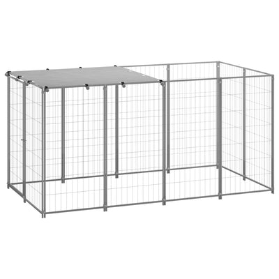 Vidaxl Dog Kennel 2,42 m² en acier argent couleur