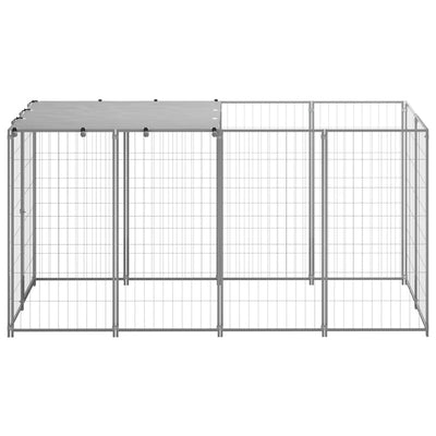 Vidaxl Dog Kennel 2,42 m² en acier argent couleur