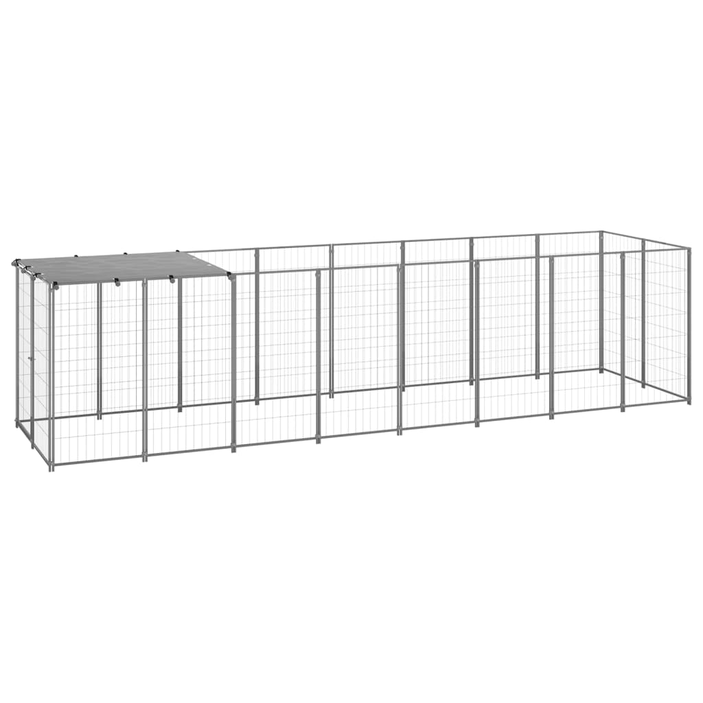 Vidaxl chien kennel 4,84 m² en acier argenté couleur