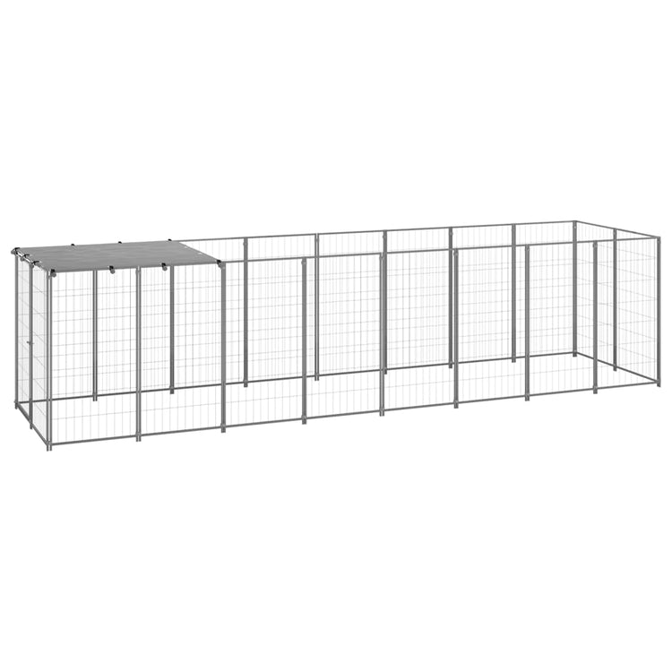 Vidaxl chien kennel 4,84 m² en acier argenté couleur
