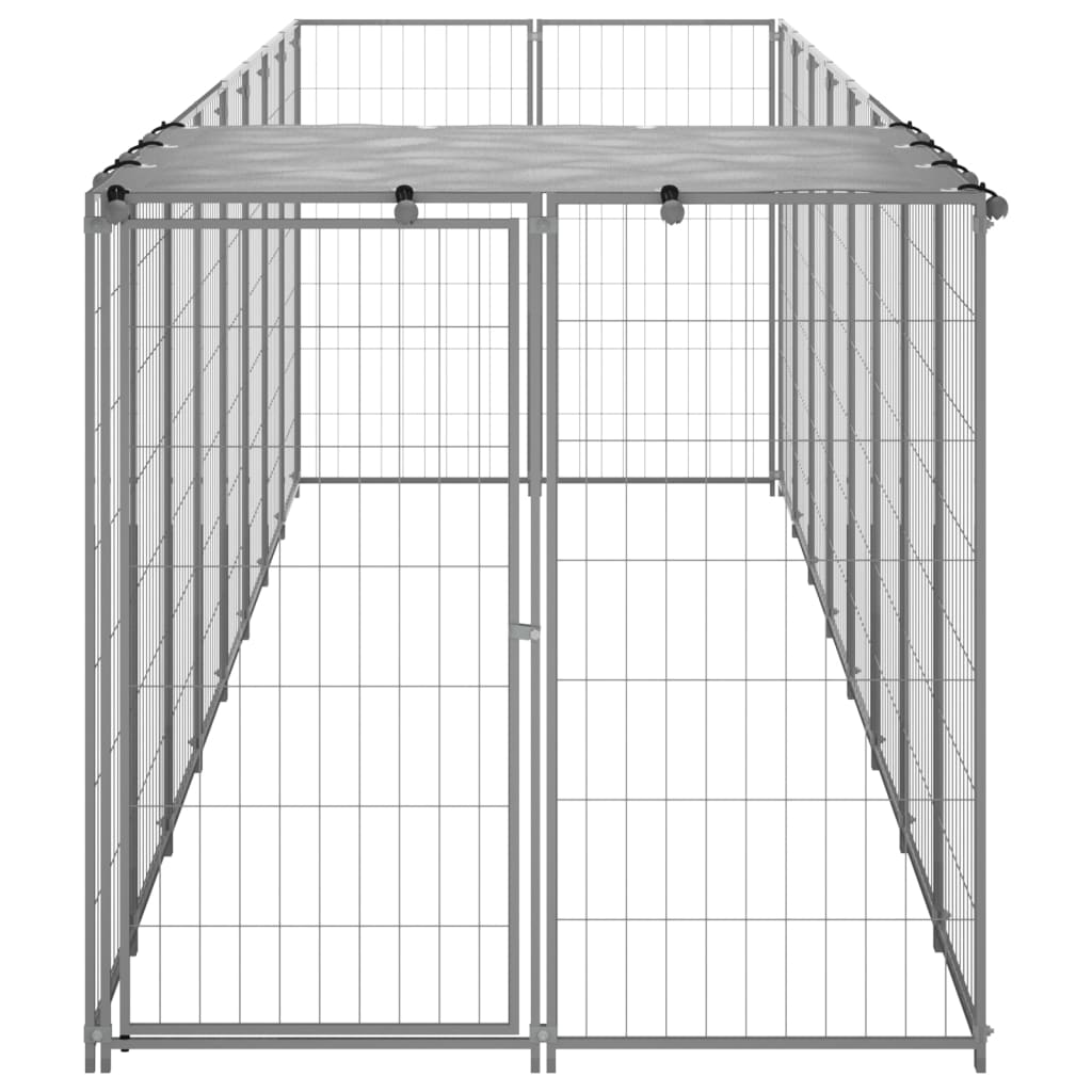 Vidaxl chien kennel 4,84 m² en acier argenté couleur