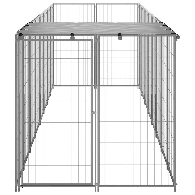 Vidaxl chien kennel 4,84 m² en acier argenté couleur