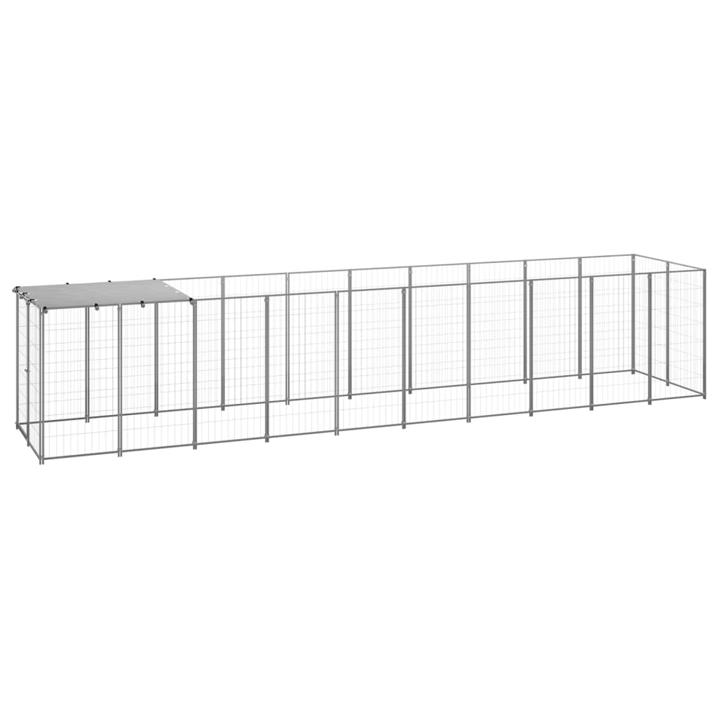 Vidaxl Dog Kennel 6,05 m² en acier argenté couleur