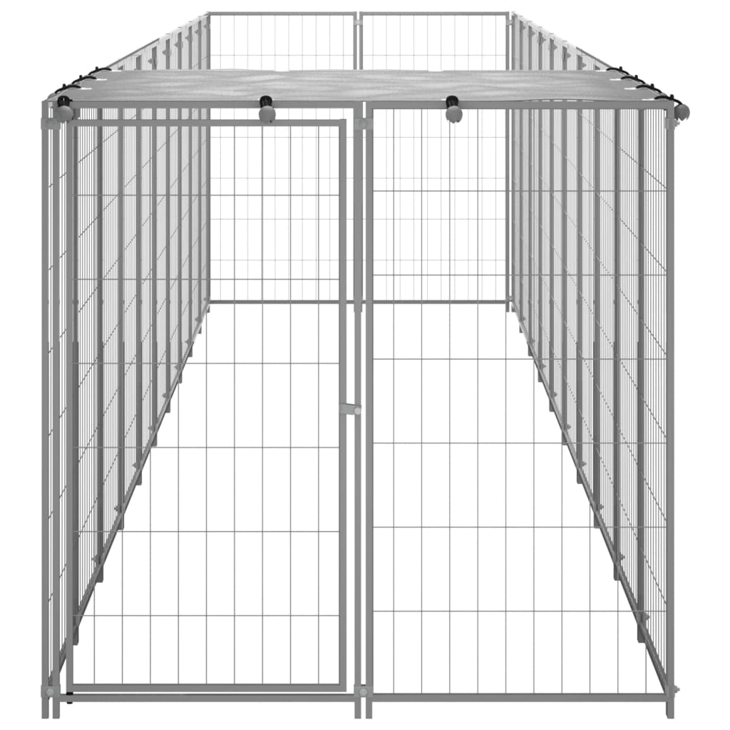 Vidaxl Dog Kennel 6,05 m² en acier argenté couleur