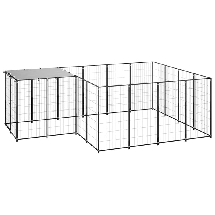 Vidaxl chien Kennel 6,05 m² en acier noir