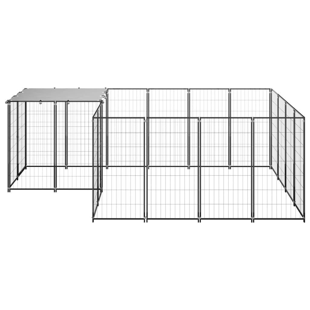 Vidaxl chien Kennel 6,05 m² en acier noir