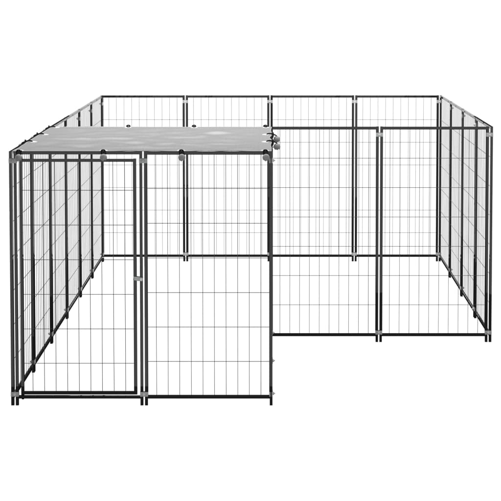 Vidaxl chien Kennel 6,05 m² en acier noir